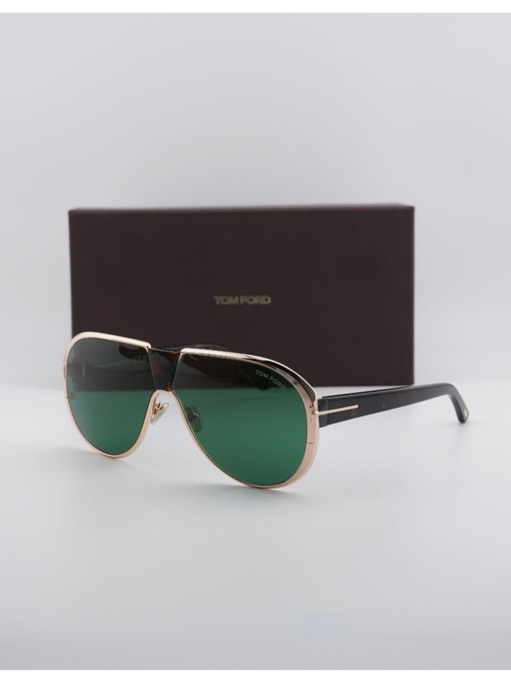 Tom Ford Vincenzo FT1072 28N Aviator Sunglasses - Gold / Havana / Green